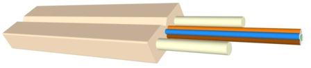 Плоский подвесной универсальный Drop кабель для сетей FTTx с двумя силовыми элементами