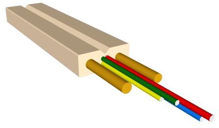 Плоский внутридомовой Drop кабель для сетей FTTx с двумя силовыми элементами