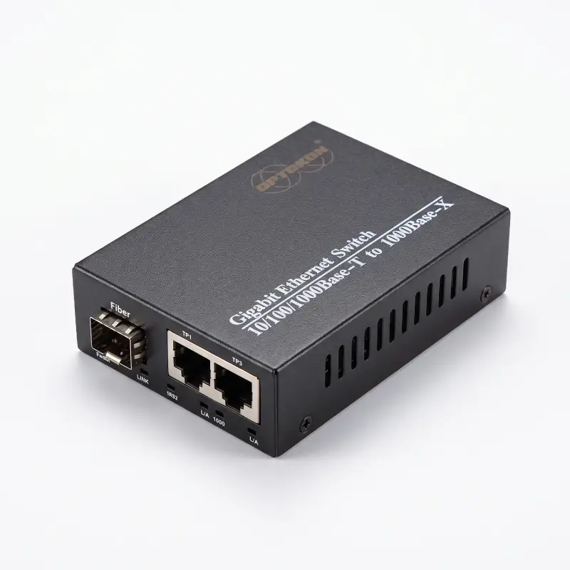 CS-G01F02M — Gigabit Ethernet медіаконвертер 1×1000Base-X SFP + 2×10/100/1000Base-T RJ45